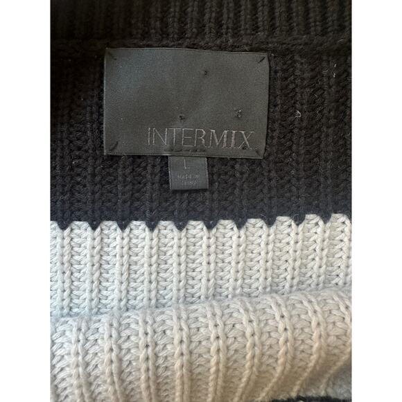 Intermix Black/White Side Tie Cotton/Cashmere Contemporary Sweater, Size Large - Picture 4 of 8